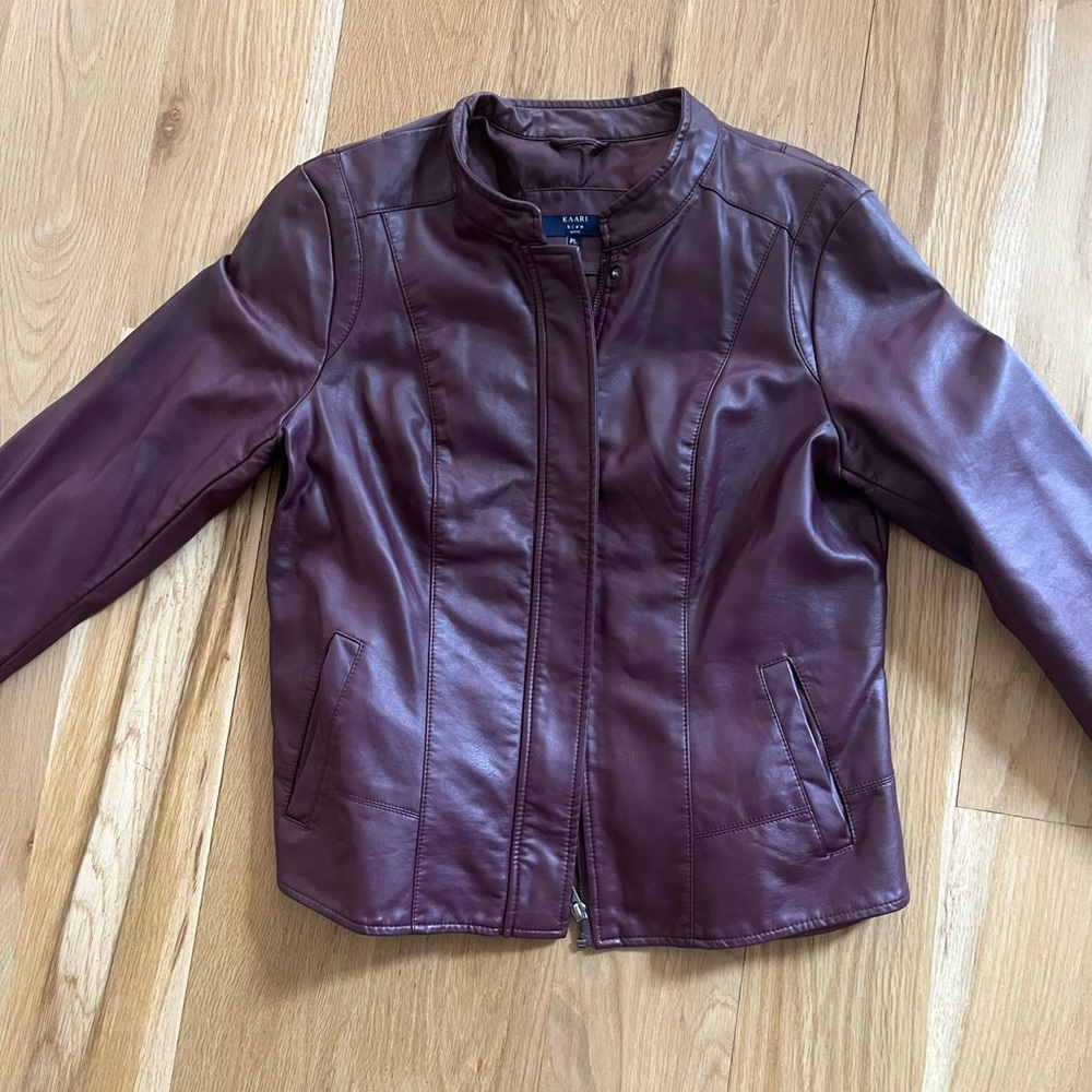 Kaari Blue Women's Burgundy Vegan Leather Jacket